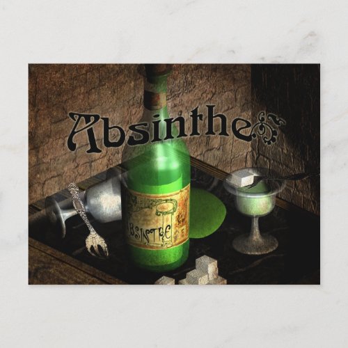 Absinthe Tray Still Life Postcard