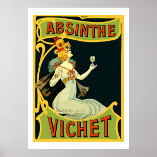 Absinthe Vichet, modern art nouveau Poster