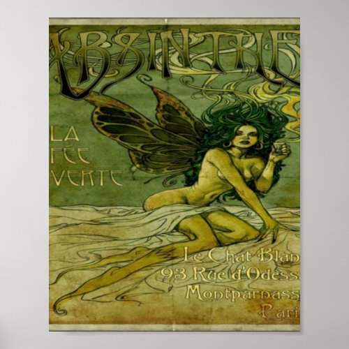 Absinthe Vintage Green Fairy Poster