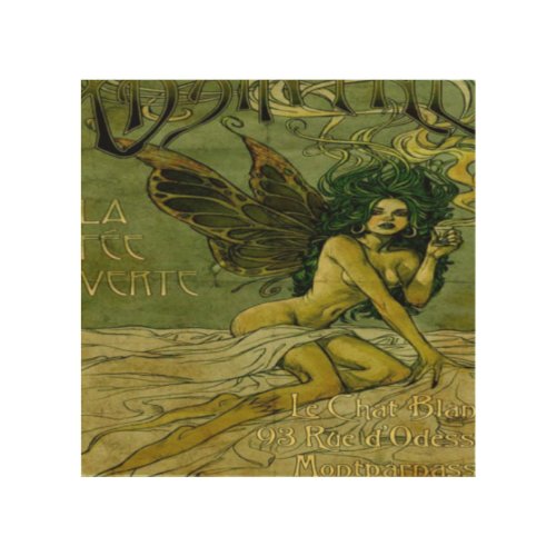 Absinthe Vintage Green Fairy Wood Wall Art