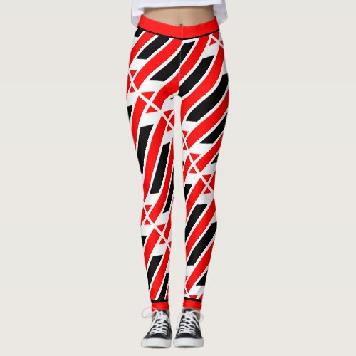 Absolute Abstract Red White Black Pattern Leggings