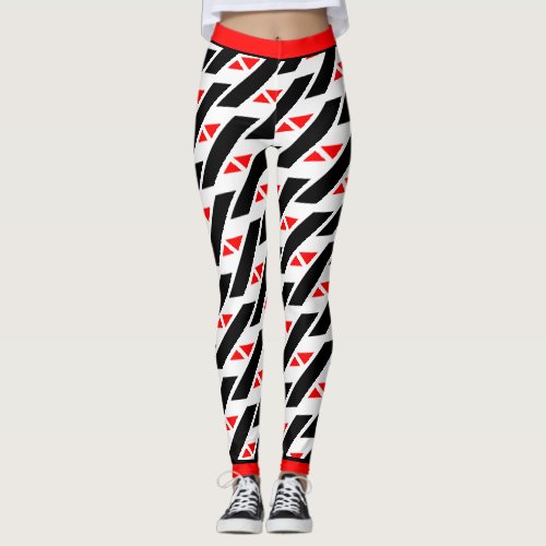 Absolute Abstract Red White Black Pattern Leggings