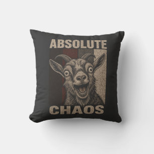 Absolute Chaos Screaming Goat Funny Retro Design Throw Pillow