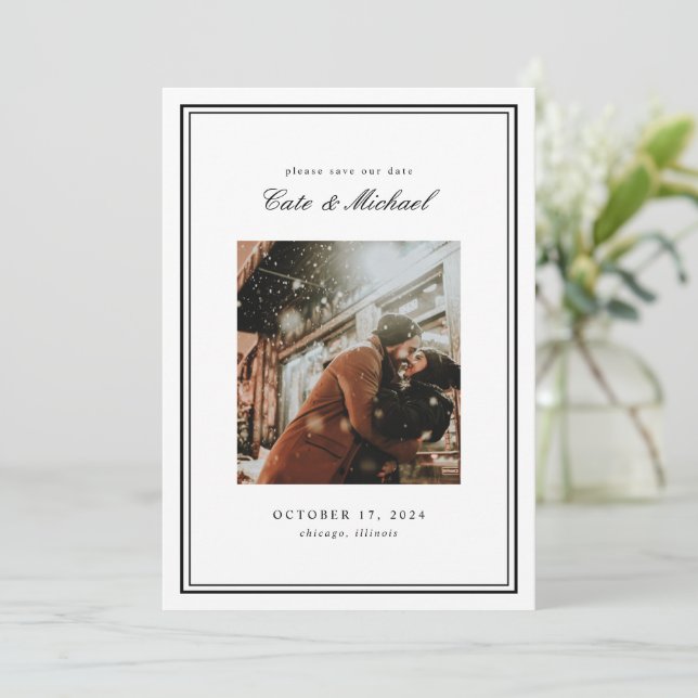 Absolute Classic Black and White Monogram Invitation (Standing Front)