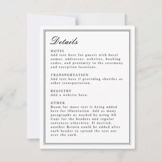 Absolute Classic Script Black and White Enclosure Invitation (Front)