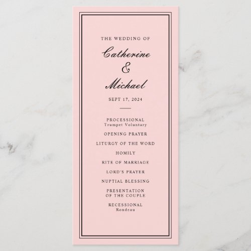 Absolute Classic Script Pink and Black Wedding Program