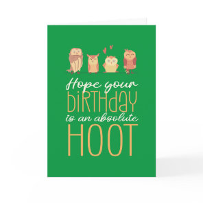 Absolute Hoot Cute Owl Cartoon Pun Funny Birthday Card