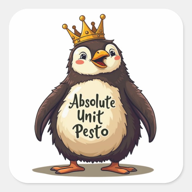 Absolute Unit Pesto - The King Penguin Square Sticker (Front)