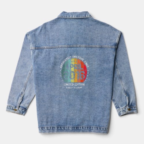 Absolutely Awesome Since April 2016 Boy Girl Birth Denim Jacket