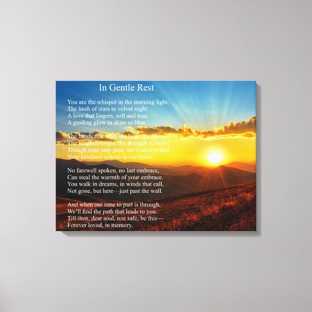 Absolutely Beautiful Funeral Eulogy Poem Canvas Print (Front)