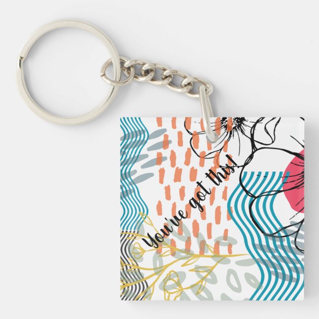absract design magnet flowers keychain (Front)