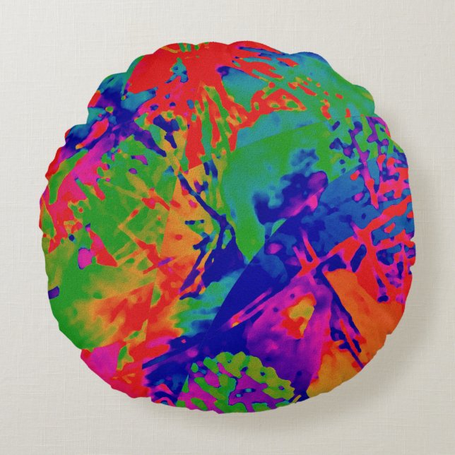 Absract Punk Rock Design Round Pillow (Front)