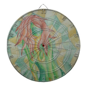absrtact art picture of green lady contempory dart board