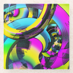 Absrtct Neon Lights Vinyl Wrapped Flask Glass Coaster