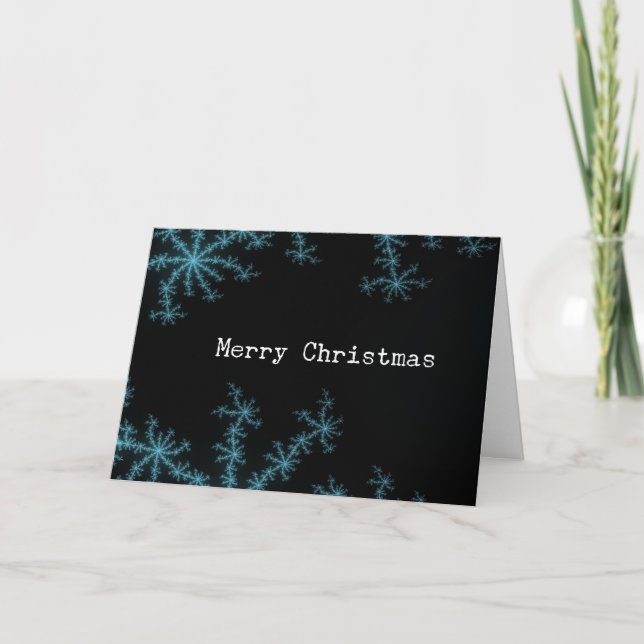 Abstact Blue Snowflake, Merry Christmas Holiday Card (Front)