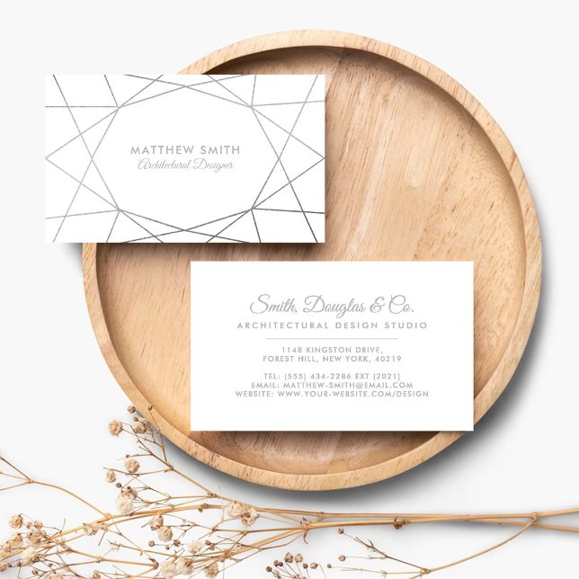 Abstact Geometric Silver Lines Modern Business Car Card (Creator Uploaded)