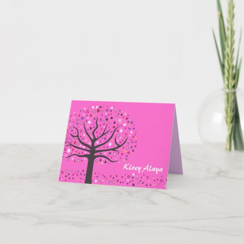 Abstact Tree of Life Bat Mitzvah Thank You Card