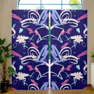 Abstarct shapes vibrant pattern blackout curtains