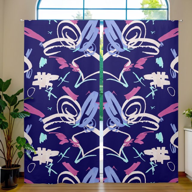 Abstarct shapes vibrant pattern blackout curtains (Living Room)