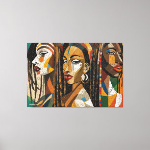 ABSTR_24_003, Abstract Cubist Faces Art Canvas Print