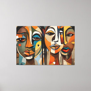 ABSTR_24-005, Abstract Cubist Faces Art Canvas Print