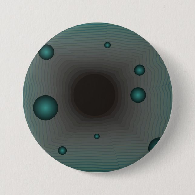 Abstr Fantasy Green Black Wormhole Science Fiction Button (Front)