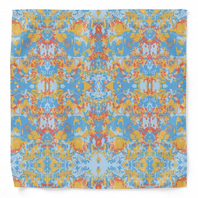 Abstrack Blue Yellow Exclusive Pattern Bandana (Front)