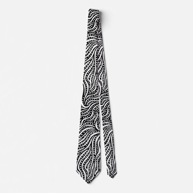Abstract 011211 - White on Black Neck Tie (Front)