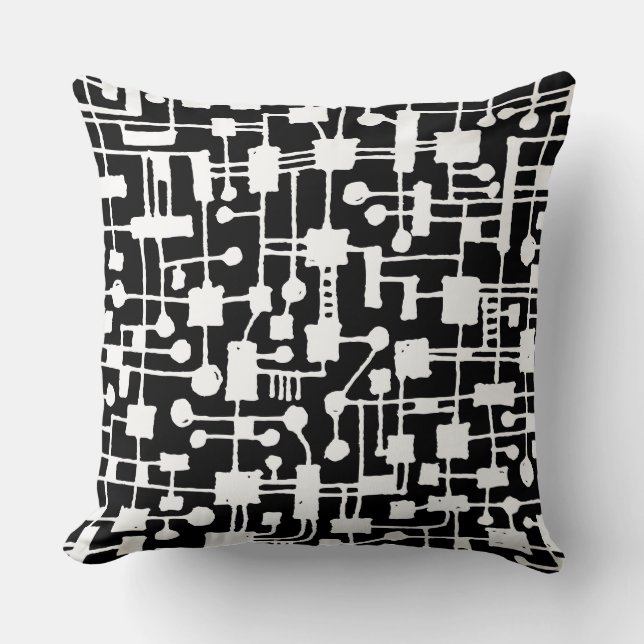 Abstract 020517 - White on Black Throw Pillow (Front)