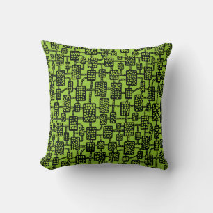 Abstract 041113 - Black on Martian Green Throw Pillow
