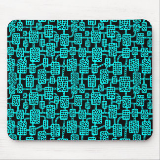 Abstract 041113 - Cyan on Black Mouse Pad