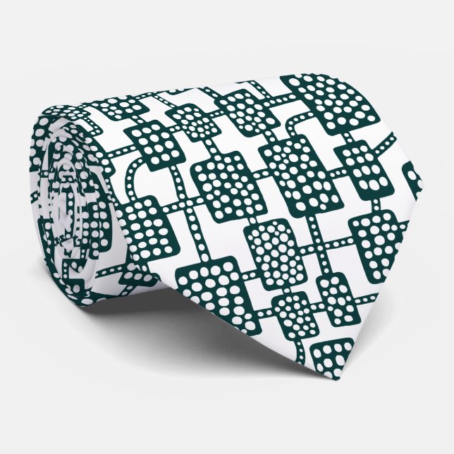 Abstract 041113 - Dark Moss Green on White Neck Tie (Rolled)