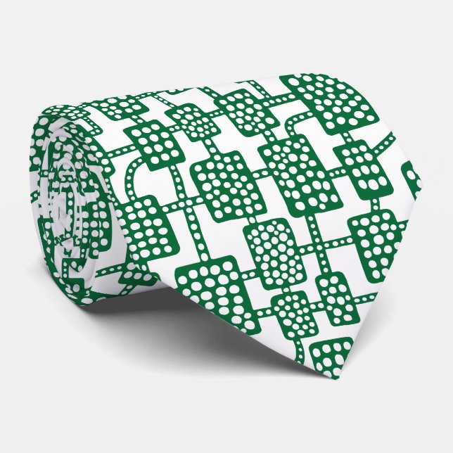 Abstract 041113 - Forest Green on White Neck Tie (Rolled)