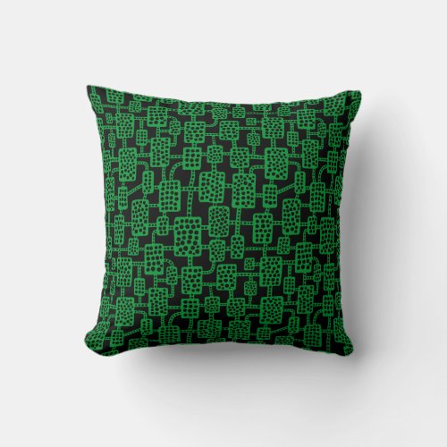 Abstract 041113 _ Grass Green on Black Throw Pillow