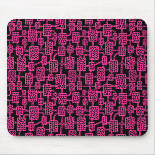 Abstract 041113 - Hot Pink on Black Mouse Pad