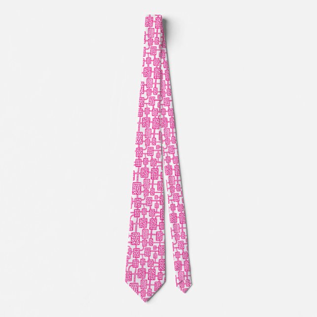Abstract 041113 - Hot Pink on White Neck Tie (Front)