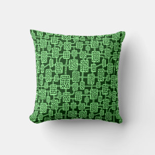 Abstract 041113 - Mint Green on Dark Forest Green Throw Pillow