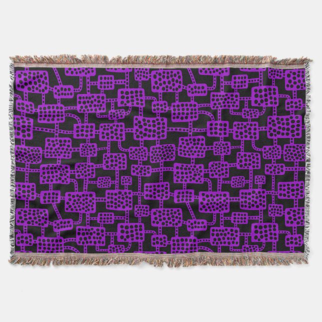 Abstract 041113 - Purple on Black Throw Blanket (Front)