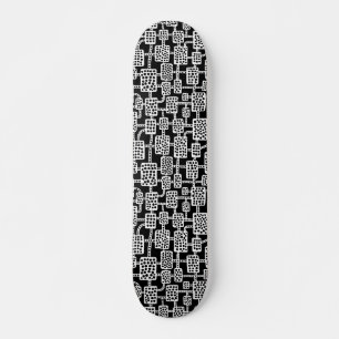 Abstract 041113 - White on Black Skateboard Deck
