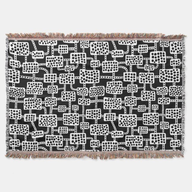 Abstract 041113 - White on Black Throw Blanket (Front)