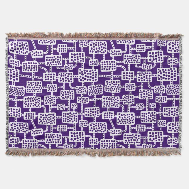 Abstract 041113 - White on Deep Purple Throw Blanket (Front)