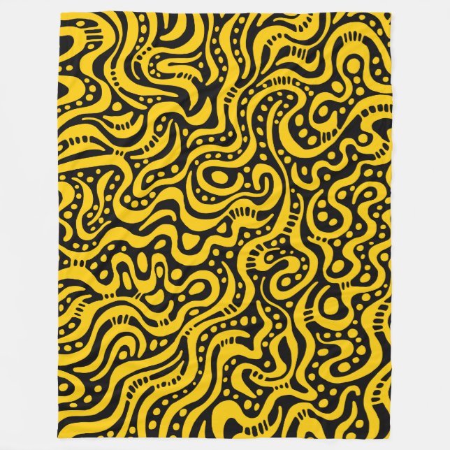 Abstract 041211 - Amber on Black Fleece Blanket (Front)