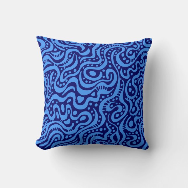 Abstract 041211 - Baby Blue on Deep Navy Throw Pillow (Front)
