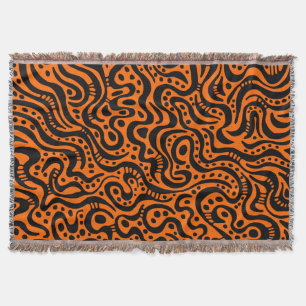 Abstract 041211 - Black on Orange Throw Blanket