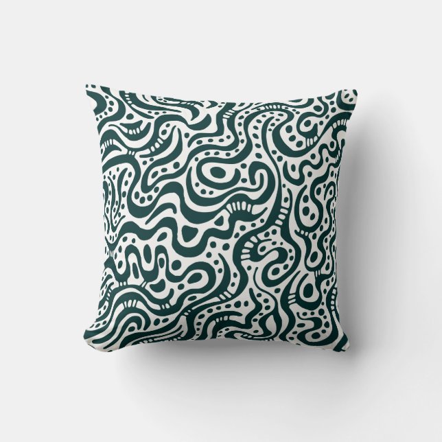Abstract 041211 - Dark Green on White Throw Pillow (Front)