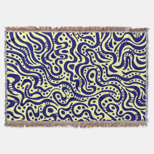 Abstract 041211 _ Deep Navy Blue on Light Yellow Throw Blanket