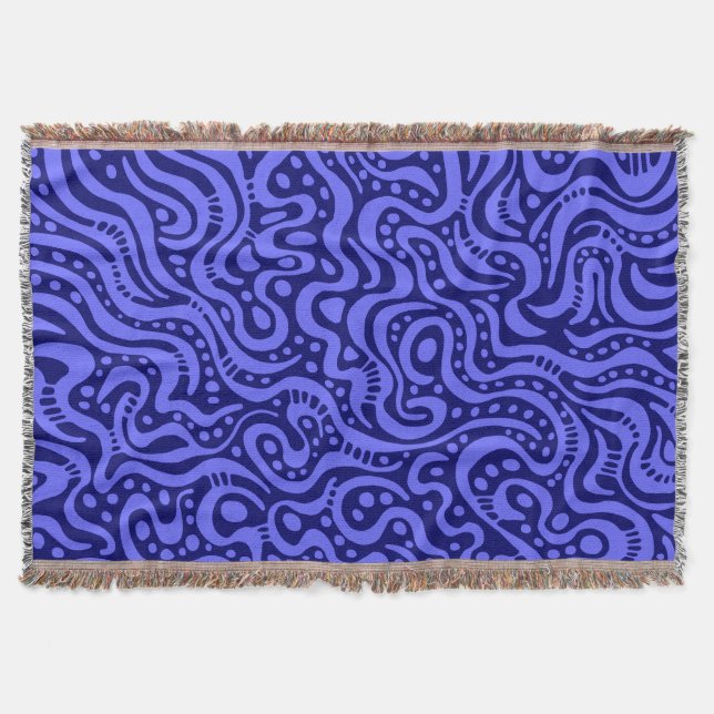 Abstract 041211 - Electric Blue on Deep Navy Throw Blanket (Front)