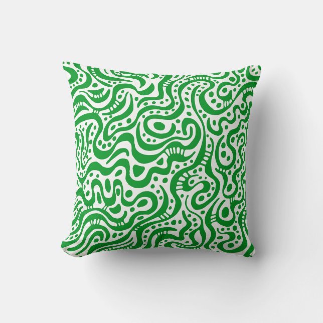 Abstract 041211 - Grass Green on White Throw Pillow (Front)