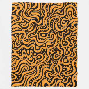 Abstract 041211 - Light Orange on Black Fleece Blanket