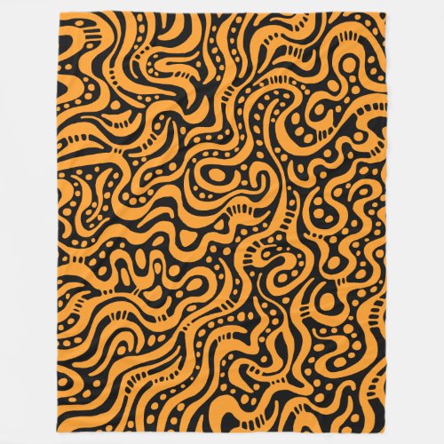 Abstract 041211 _ Light Orange on Black Fleece Blanket